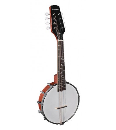 Richwood RMBM-408 open back mandolin banjo with mahogany rim, 12 brackets