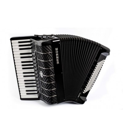 HOHNER Acordeon de piano cromatico MATTIA IV 96 BK COLOR GUN BLACK, TECLAS BLANCAS.