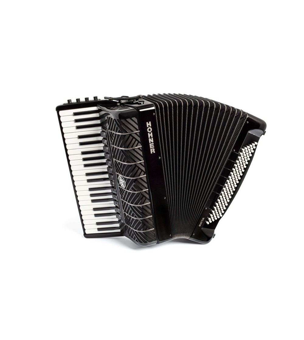 HOHNER Acordeon de piano cromatico MATTIA IV 120 BK COLOR GUN BLACK, TECLAS BLANCAS.