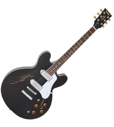 Vintage VSA500P ReIssued Semi Acoustic Guitar ~ Boulevard Black