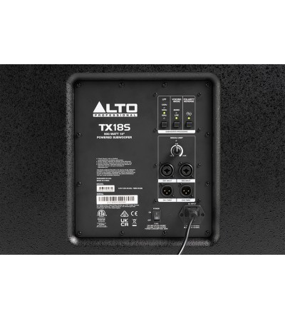 ALTO TX18S
Subgrave autoamplificado de 18", 900W, con DSP ALTO TX18S
Subgrave autoamplificado de 18", 900W, con DSP